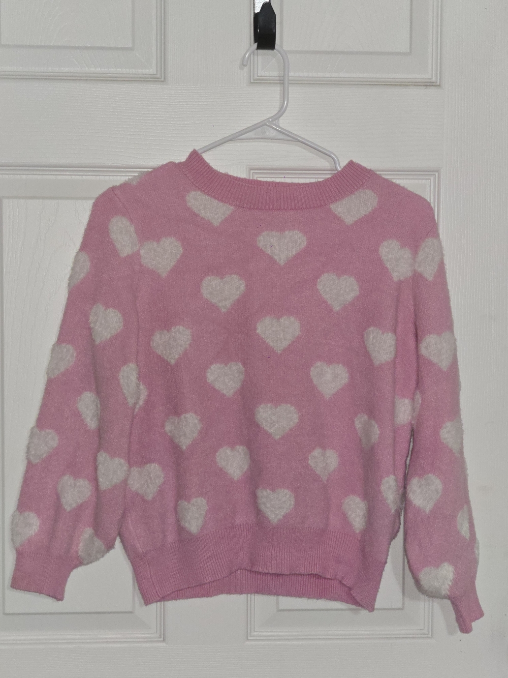 Pink Heart-Pattern Crewneck Sweater